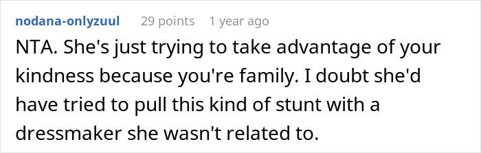 Comment on family tension over bridal shop refusing free dress. Comment on family tension over bridal shop refusing free dress.