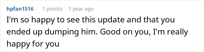 Comment about GF calling BF a jerk for lying about perfume, with a supportive response. Comment about GF calling BF a jerk for lying about perfume, with a supportive response.