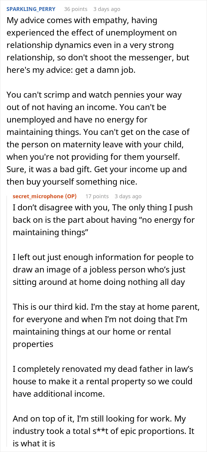 Man seeking advice online about maintaining expensive unwanted gift from wife. Man seeking advice online about maintaining expensive unwanted gift from wife.