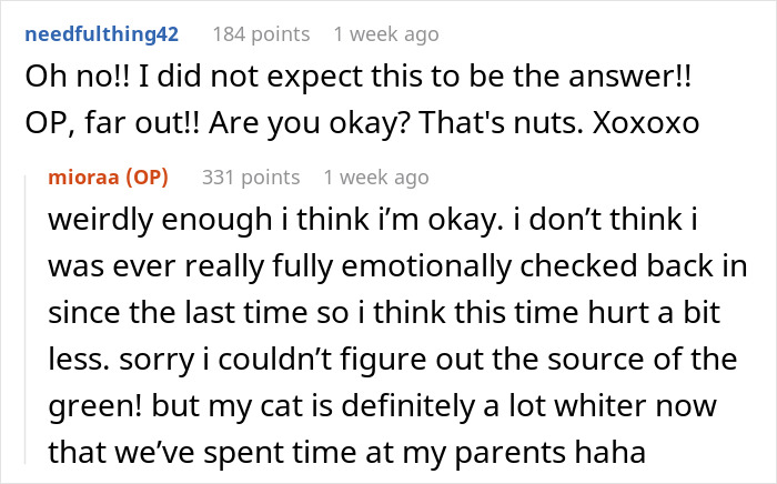 Screenshot of an online conversation where a user jokes about stains being left by a mistress. Screenshot of an online conversation where a user jokes about stains being left by a mistress.