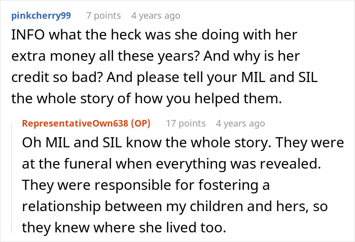 Reddit conversation about family secrets and financial issues related to an affair child fund. Reddit conversation about family secrets and financial issues related to an affair child fund.