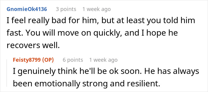 Comments discussing emotional resilience after a breakup, touching on moving on quickly and recovery. Comments discussing emotional resilience after a breakup, touching on moving on quickly and recovery.