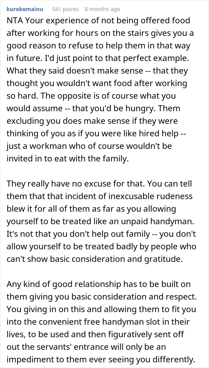 Text response about a man refusing to help in-laws due to lack of gratitude. Text response about a man refusing to help in-laws due to lack of gratitude.