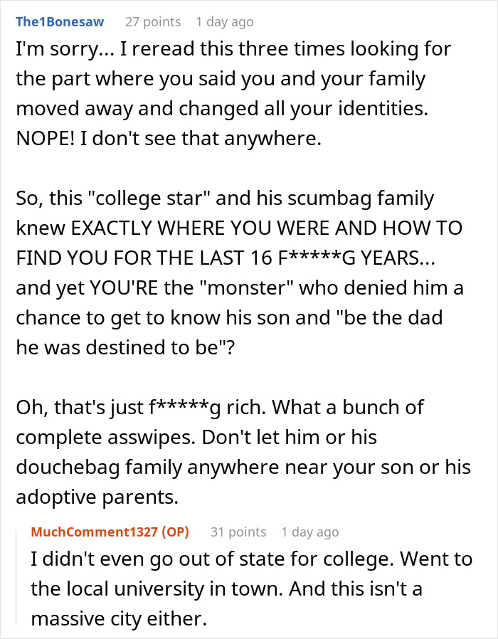 Reddit comments discussing a teen dumping a pregnant girlfriend and later guilt-tripping her about adoption. Reddit comments discussing a teen dumping a pregnant girlfriend and later guilt-tripping her about adoption.