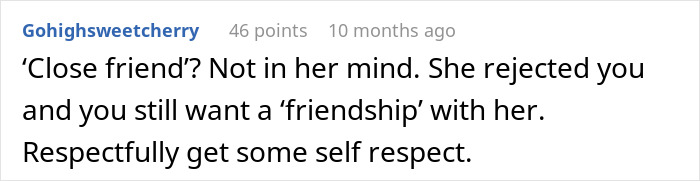 Reddit comment questioning a friendship after being uninvited from wedding. Reddit comment questioning a friendship after being uninvited from wedding.