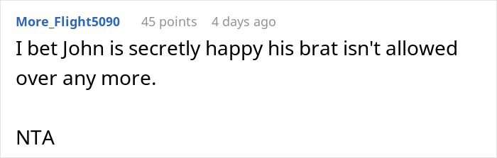 Comment criticizing a teen, mentioning a father's happiness, with "NTA" at the end. Comment criticizing a teen, mentioning a father's happiness, with "NTA" at the end.