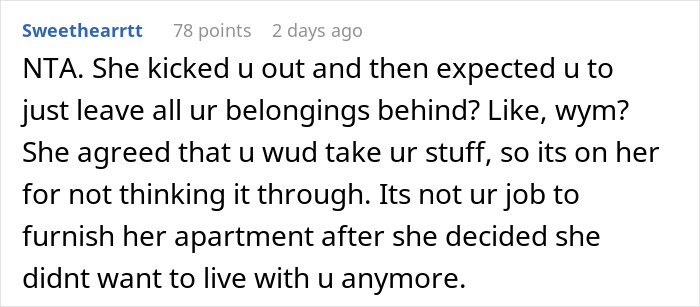Woman Is Mad After Roommate Takes Everything He Bought Upon Being Kicked Out, Gets A Reality Check Woman Is Mad After Roommate Takes Everything He Bought Upon Being Kicked Out, Gets A Reality Check
