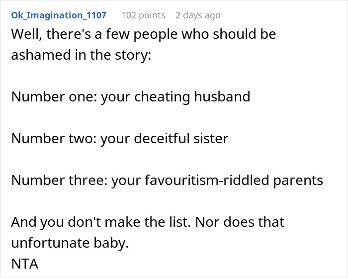 Comment condemning cheating and deceitful behavior in family relationships. Comment condemning cheating and deceitful behavior in family relationships.
