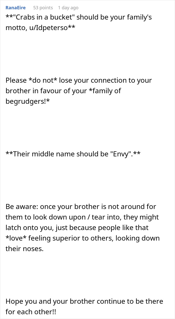 Text conversation discussing family conflict over brother's wealthy partner. Text conversation discussing family conflict over brother's wealthy partner.