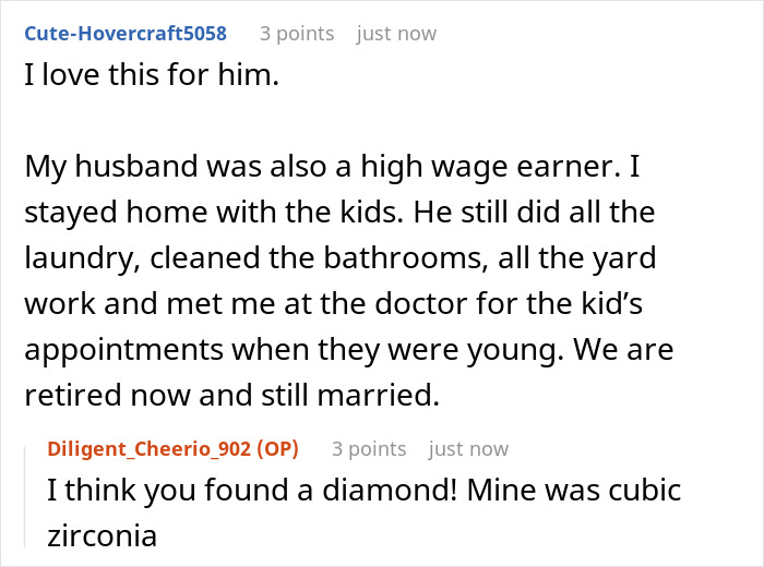 Reddit comment exchange about relationships, housework, and marriage, featuring humorous revenge keyword reference. Reddit comment exchange about relationships, housework, and marriage, featuring humorous revenge keyword reference.