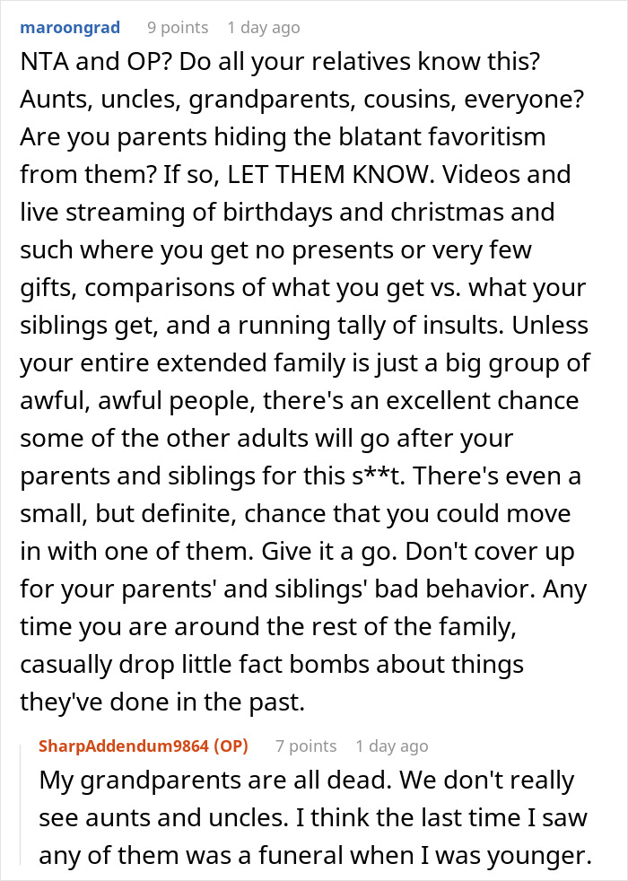 Reddit conversation discussing a teen refusing to be treated as a babysitter by family. Reddit conversation discussing a teen refusing to be treated as a babysitter by family.