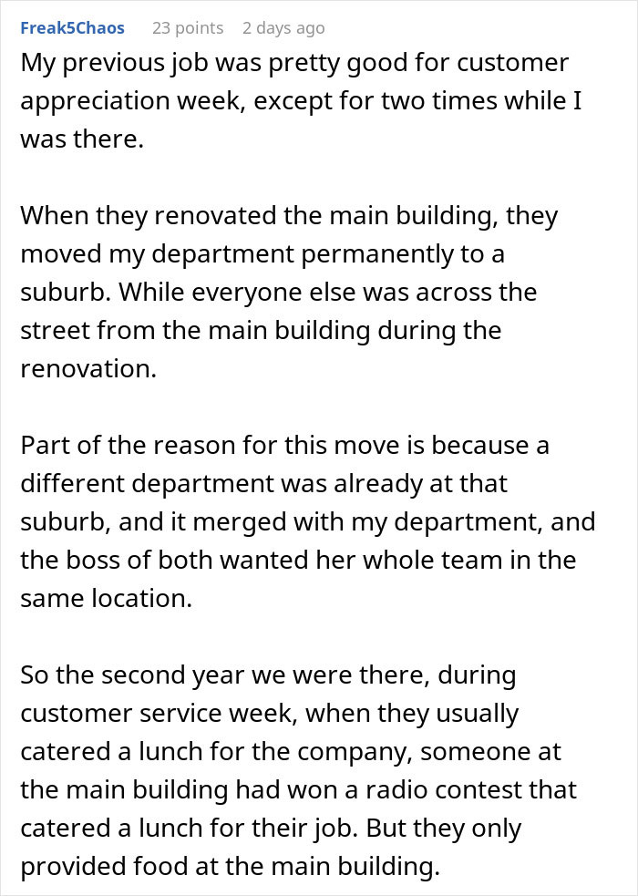 Text discussing a company's customer appreciation potluck met with disappointment. Text discussing a company's customer appreciation potluck met with disappointment.