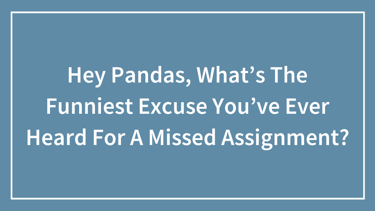 Hey Pandas, What’s The Funniest Excuse You’ve Ever Heard For A Missed Assignment?