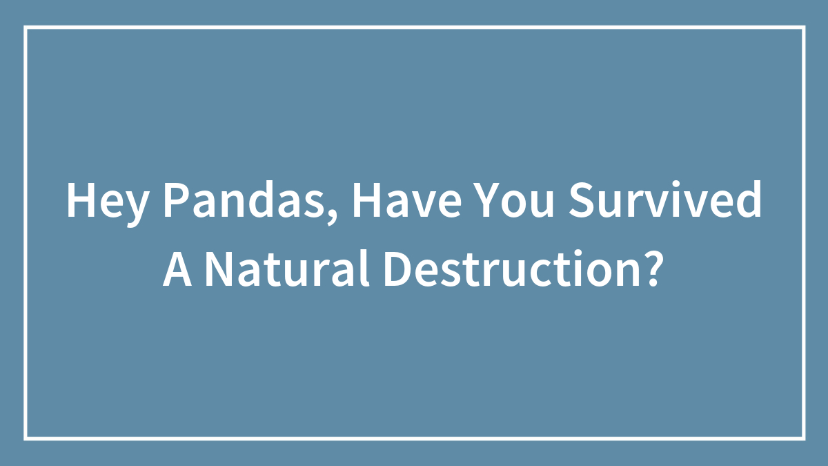Hey Pandas, Have You Survived A Natural Destruction? (Closed)