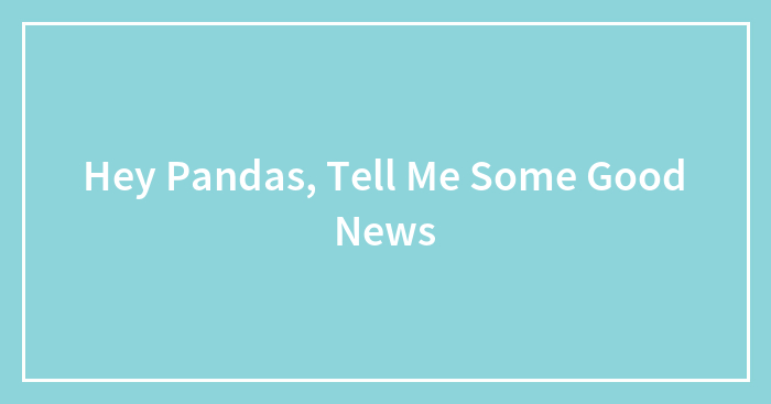 Hey Pandas, Tell Me Some Good News (Closed)