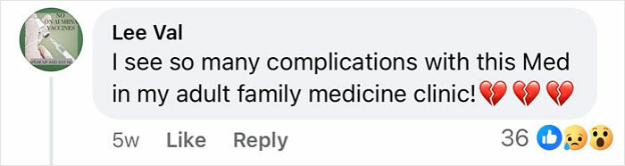 Comment showing concern about Ozempic complications with heart emojis and social media reactions. Comment showing concern about Ozempic complications with heart emojis and social media reactions.