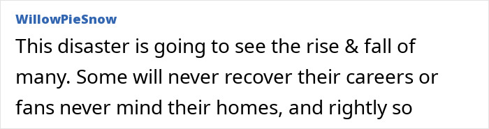 A comment about the impact of a disaster on careers and homes, mentioning consequences. A comment about the impact of a disaster on careers and homes, mentioning consequences.