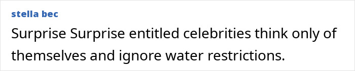 "Comment criticizing celebrities for ignoring water limits before LA wildfires. "Comment criticizing celebrities for ignoring water limits before LA wildfires.