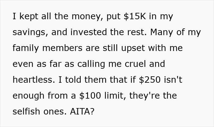 “Cruel And Heartless”: Guy Refuses To Share White Elephant Gift Win With Greedy Family “Cruel And Heartless”: Guy Refuses To Share White Elephant Gift Win With Greedy Family