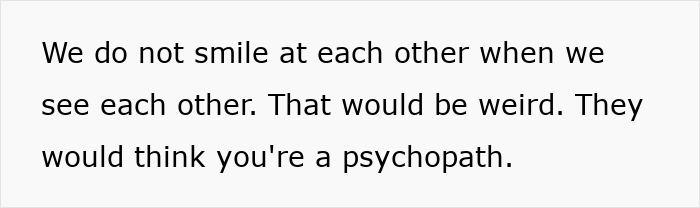 Text about a German woman's cultural insights on smiling norms. Text about a German woman's cultural insights on smiling norms.