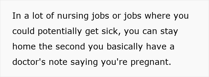 German woman's insight on nursing job policies allowing pregnant staff to stay home with a doctor's note. German woman's insight on nursing job policies allowing pregnant staff to stay home with a doctor's note.