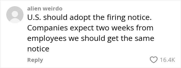 Comment on U.S. firing notice policy from German cultural perspective. Comment on U.S. firing notice policy from German cultural perspective.