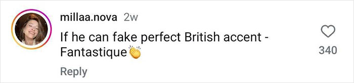 Instagram comment about parodying billionaires with a British accent, showing user engagement and reactions. Instagram comment about parodying billionaires with a British accent, showing user engagement and reactions.