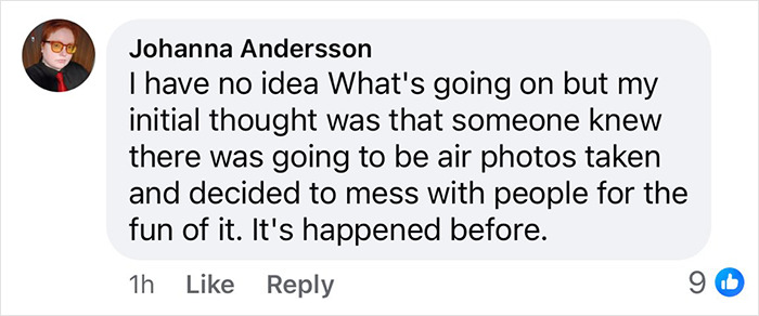 Comment discussing mysterious signs on Google Earth with conspiracy theories. Comment discussing mysterious signs on Google Earth with conspiracy theories.