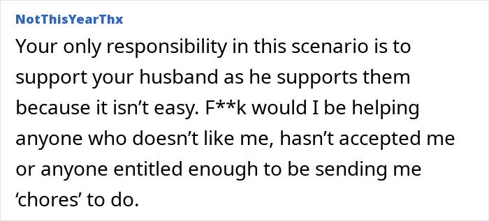 Text expressing refusal to help elderly in-laws who were disrespectful to the son's wife. Text expressing refusal to help elderly in-laws who were disrespectful to the son's wife.