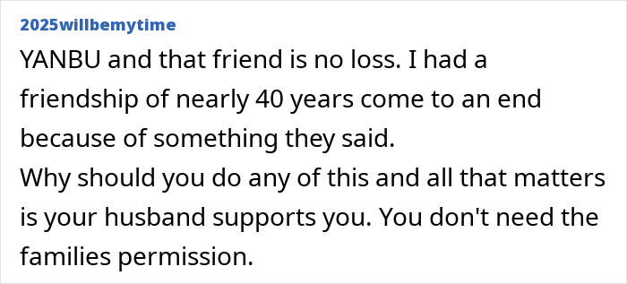 Text exchange about elderly in-laws and friendship ending over conflict, emphasizing spousal support. Text exchange about elderly in-laws and friendship ending over conflict, emphasizing spousal support.