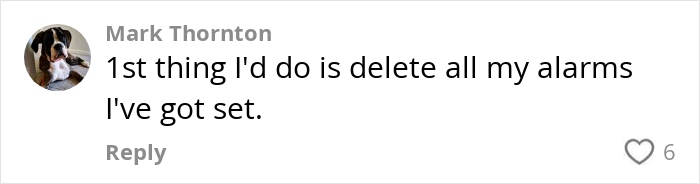 Comment on deleting alarms related to lottery wins, showing user engagement. Comment on deleting alarms related to lottery wins, showing user engagement.