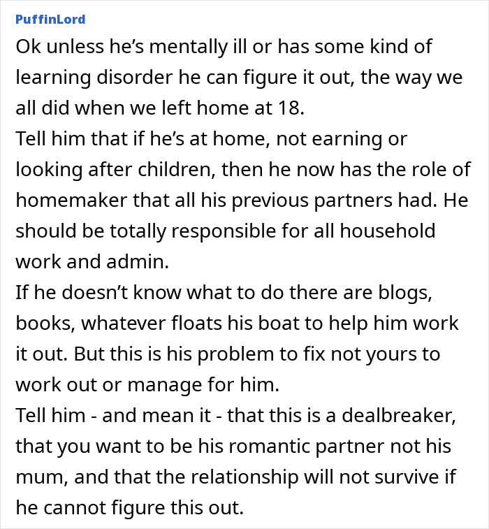 Text discussing expected domestic labor roles and relationship dynamics. Text discussing expected domestic labor roles and relationship dynamics.