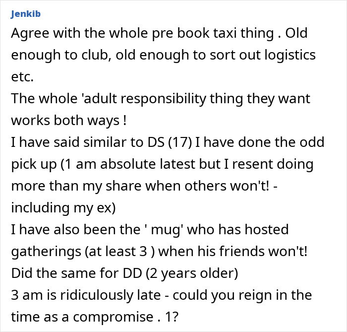 Discussion on responsibilities of picking up teens after clubbing. Discussion on responsibilities of picking up teens after clubbing.