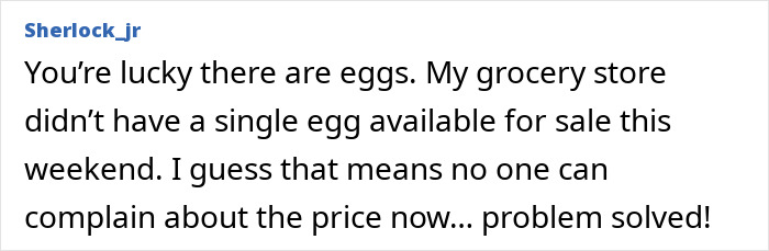 Text image joking about record-high egg prices in the US and empty store shelves. Text image joking about record-high egg prices in the US and empty store shelves.