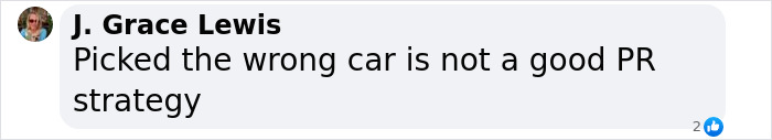 Comment by J. Grace Lewis discussing Cybertruck explosion PR strategy. Comment by J. Grace Lewis discussing Cybertruck explosion PR strategy.