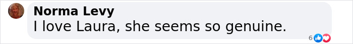 Screenshot of a comment praising Laura Dern's authenticity. Screenshot of a comment praising Laura Dern's authenticity.