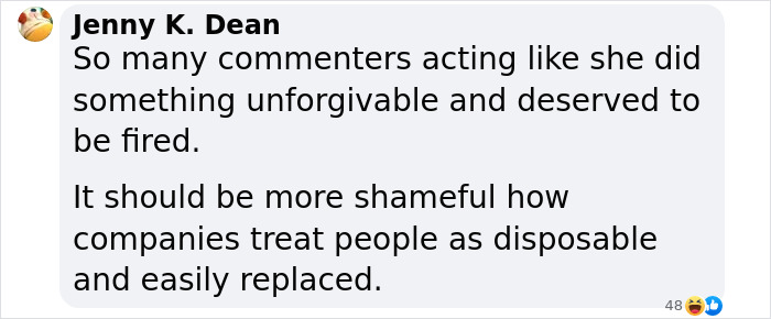 Comment discussing support for a flight attendant, focusing on corporate treatment of employees. Comment discussing support for a flight attendant, focusing on corporate treatment of employees.