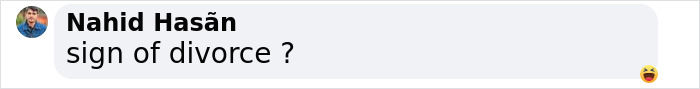 A comment questioning a sign of divorce, with an amused emoji. A comment questioning a sign of divorce, with an amused emoji.
