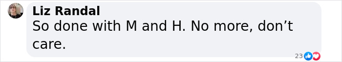 Comment expressing disinterest in Meghan Markle and Prince Harry. Comment expressing disinterest in Meghan Markle and Prince Harry.