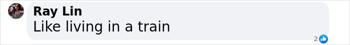 Comment saying "Like living in a train," related to small houses, neighbors, Florida. Comment saying "Like living in a train," related to small houses, neighbors, Florida.