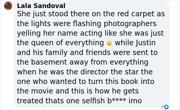 Image showing a comment about Justin Baldoni “segregated” in a “basement” to avoid Blake Lively at an event. Image showing a comment about Justin Baldoni “segregated” in a “basement” to avoid Blake Lively at an event.