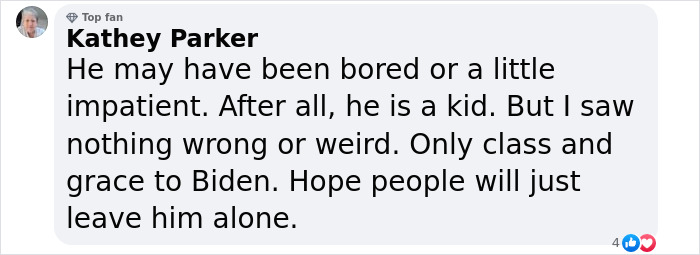"Kathey Parker comments on a hand gesture, expressing understanding and defending behavior at an inauguration. "Kathey Parker comments on a hand gesture, expressing understanding and defending behavior at an inauguration.