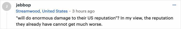 User comment on Meghan Markle's alleged behavior and US reputation, expressing doubt about further damage. User comment on Meghan Markle's alleged behavior and US reputation, expressing doubt about further damage.