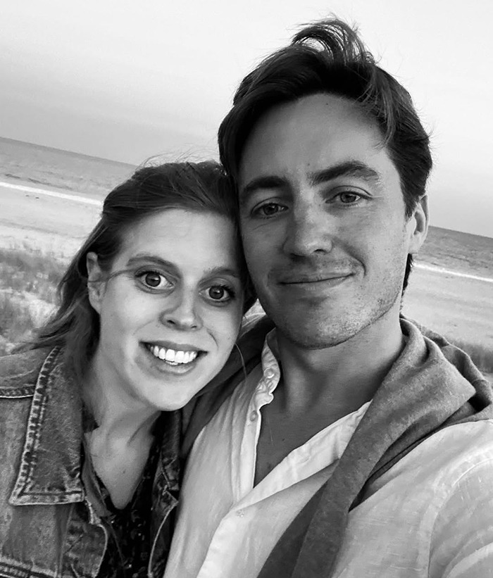 Princess Beatrice and Edoardo Mapelli Mozzi smiling for a selfie outdoors. Princess Beatrice and Edoardo Mapelli Mozzi smiling for a selfie outdoors.