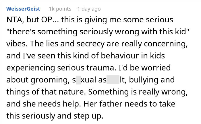 Comment discussing concerns about a daughter's behavior and urging the father to take responsibility. Comment discussing concerns about a daughter's behavior and urging the father to take responsibility.