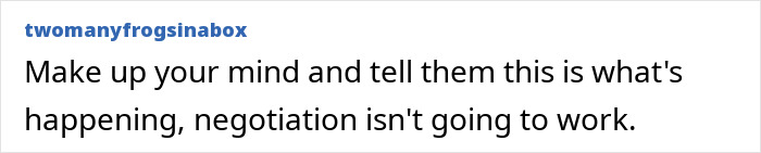 Text from user "twomanyfrogsinahox" about squatters rights family home and negotiation issues. Text from user "twomanyfrogsinahox" about squatters rights family home and negotiation issues.