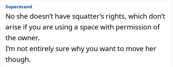 Text discussing the absence of squatter's rights in a family home context. Text discussing the absence of squatter's rights in a family home context.