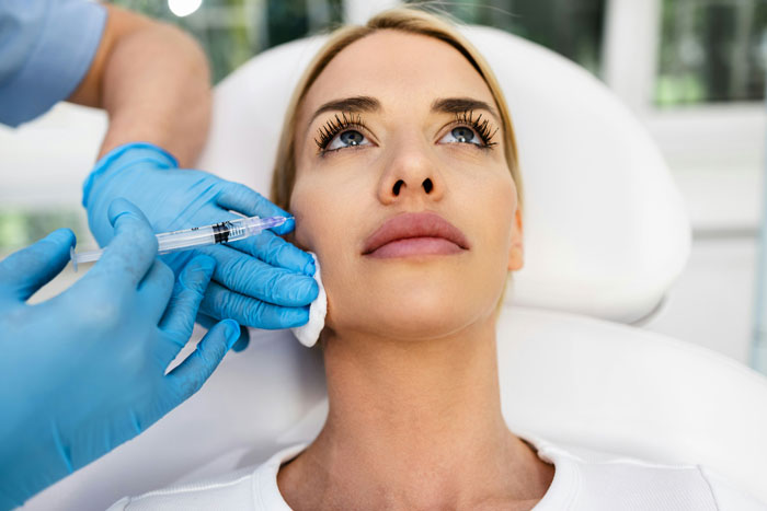 Doctor administering beauty treatment; Hollywood's Ozempic trend influence. Doctor administering beauty treatment; Hollywood's Ozempic trend influence.