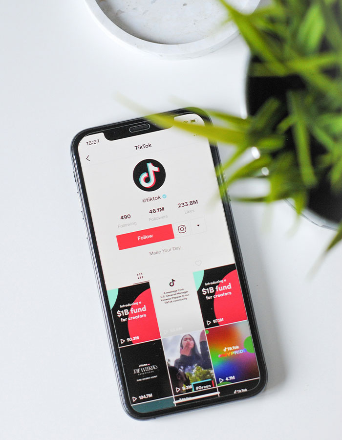 Smartphone displaying TikTok app interface, amid discussions on possible ban. Smartphone displaying TikTok app interface, amid discussions on possible ban.