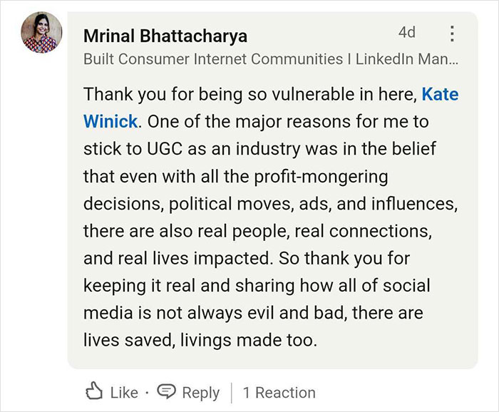LinkedIn comment appreciating TikTok's positive impact, highlighting connections and lives saved through social media. LinkedIn comment appreciating TikTok's positive impact, highlighting connections and lives saved through social media.
